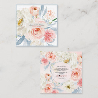 PixDezines Aquarellblumen, Rosé und Burgunderrot Quadratische Visitenkarte