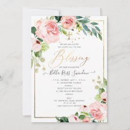 PixDezines Aquarellfarbe Delikate Blush Blütentauf Einladung