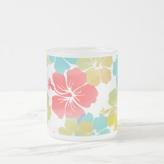 PixDezines Aquarellfarbe Hibiskus/orange/gelb/blau Mattglastasse (Mittel)