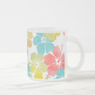 PixDezines Aquarellfarbe Hibiskus/orange/gelb/blau Mattglastasse