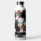 PixDezines Aquarellfarben Blume Blush Blue Trinkflasche (links)