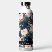 PixDezines Aquarellfarben Blume Blush Navy Trinkflasche (links)