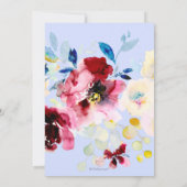 PixDezines Aquarellfarben Blume Burgundy+Blue Einladung (Rückseite)