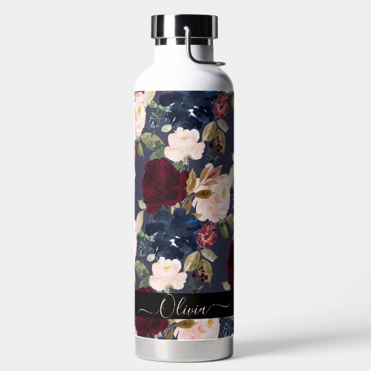 PixDezines Aquarellfarben Blume DIY Hintergrund Trinkflasche (links)