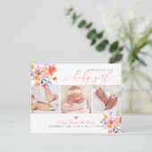 PixDezines Aquarellfarben-Blume, Geburt eines Mädc Postkarte (Stehend Vorderseite)