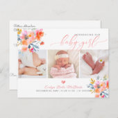 PixDezines Aquarellfarben-Blume, Geburt eines Mädc Postkarte (Vorne/Hinten)