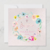 PixDezines Aquarellfarben-Blume, le Jardin Baptême Einladung (Vorderseite)