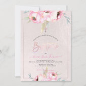 PixDezines Aquarellfarben Blume Peonies Baptême Einladung (Vorderseite)