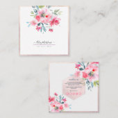 PixDezines Aquarellfarben Blume Rosa Blush Quadratische Visitenkarte (Vorne/Hinten)