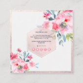 PixDezines Aquarellfarben Blume Rosa Blush Quadratische Visitenkarte (Rückseite)