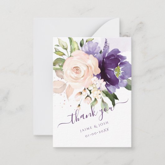 PixDezines Aquarellfarben Blume Rosa Lila Mitteilungskarte (Vorderseite)