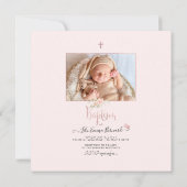 PixDezines Aquarellfarben Blume Taufe pfirsichfarb Einladung (Rückseite)