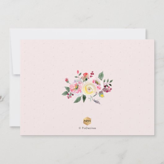 PixDezines Aquarellfarben Pastellgelbe Rosen Sip+S Einladung (Rückseite)