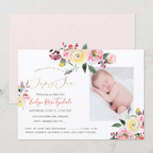 PixDezines Aquarellfarben Pastellgelbe Rosen Sip+S Einladung