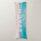 PixDezines Aquarellfarben PINK SAND STRAND Seitenschläferkissen (Vorderseite Vertikal)