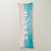 PixDezines Aquarellfarben PINK SAND STRAND Seitenschläferkissen (Rückseite (Vertikal))