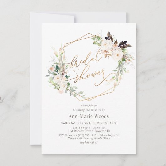 PixDezines Aquarellfarben Rose Brautparty in Einladung (Vorderseite)