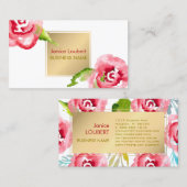 PixDezines Aquarellfarben Rose/Imitate Gold Visitenkarte (Vorne/Hinten)