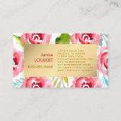 PixDezines Aquarellfarben Rose/Imitate Gold Visitenkarte (Rückseite)