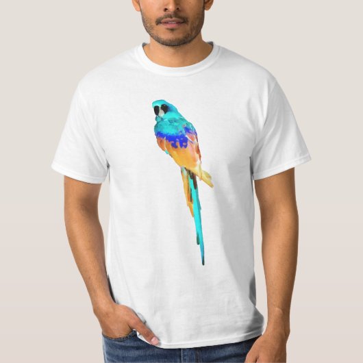 PixDezines Aquarellmakaw/Blau T-Shirt (Vorderseite)