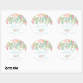 PixDezines Aquarellpeonies Peach+Mint Runder Aufkleber (Blatt)