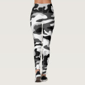 PixDezines Arktische Camouflage, Schwarz/Weiß/Grau Leggings (Rückseite)