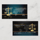 PixDezines ATTORNEY/AQUAMARIN/BLACK/WORLD MAP Visitenkarte (Vorne/Hinten)