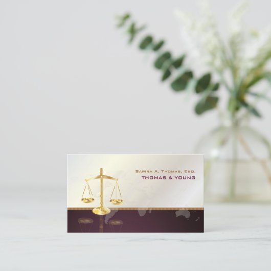 PixDezines ATTORNEYS/PEARL+MAROON Visitenkarte (Stehend Vorderseite)