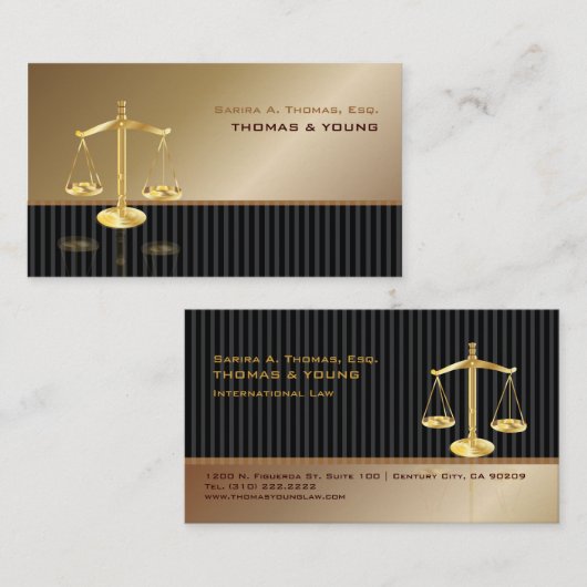PixDezines ATTORNEYS/SASSY/COPPER+BLACK Visitenkarte (Vorne/Hinten)