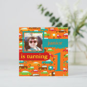 PixDezines Autos+Lastkraftwagen/ Geburtstag/DJ-Far Einladung (Stehend Vorderseite)