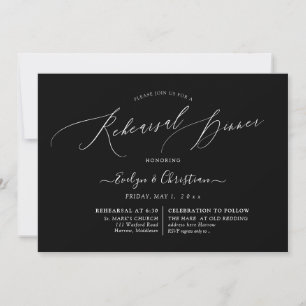 PixDezines B&W Luxe Calligraphy Probe Dinner Einladung