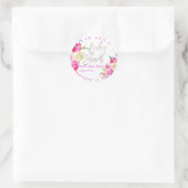 PixDezines Baby Dusche, Blumenwasser, Peonie Runder Aufkleber (Tasche)