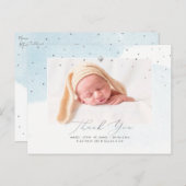 PixDezines Baby Dusche Danke Blue Watercolor Postkarte (Vorne/Hinten)