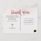 PixDezines Baby Dusche Vielen Dank/Imitats Rose Go Ankündigungspostkarte (Rückseite)