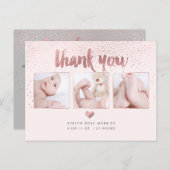 PixDezines Baby Dusche Vielen Dank/Imitats Rose Go Postkarte (Vorne/Hinten)