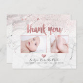 PixDezines Baby Dusche Vielen Dank/Imitats Rose Go Postkarte (Vorne/Hinten)