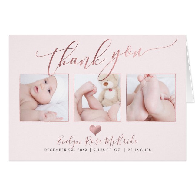 PixDezines Baby Fotos Vielen Dank (Vorderseite (Horizontal))