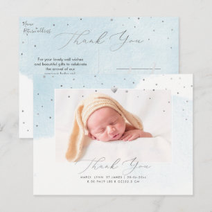 PixDezines Baby Shower Danke Blau Wasserfarbe Postkarte