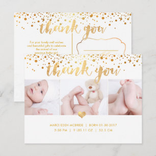 PixDezines Baby Shower Danke / Dazzled Faux Gold Postkarte