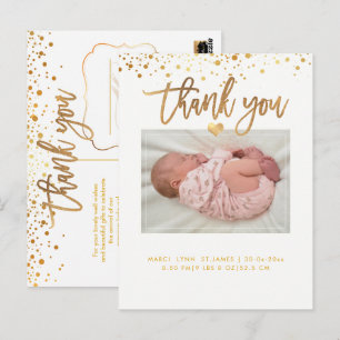 PixDezines Baby Shower Danke/Dazzled Faux Gold Postkarte