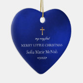 PixDezines Baby's 1. Weihnachtsfest Foto, Royal Bl Keramik Ornament (Rechts)