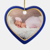 PixDezines Baby's 1. Weihnachtsfest Foto, Royal Bl Keramik Ornament (Hinten)