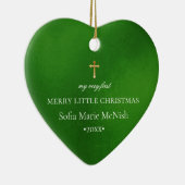 PixDezines Baby's 1st Christmas Foto, Green Keramik Ornament (Rechts)