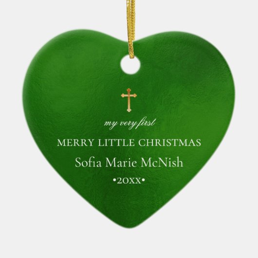 PixDezines Baby's 1st Christmas Foto, Green Keramik Ornament (Vorne)