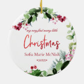 PixDezines Baby's erstes Weihnachts-Winterreath Keramik Ornament (Hinten)