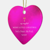 PixDezines Baby's First Christmas, heiß rosa Keramik Ornament (Links)