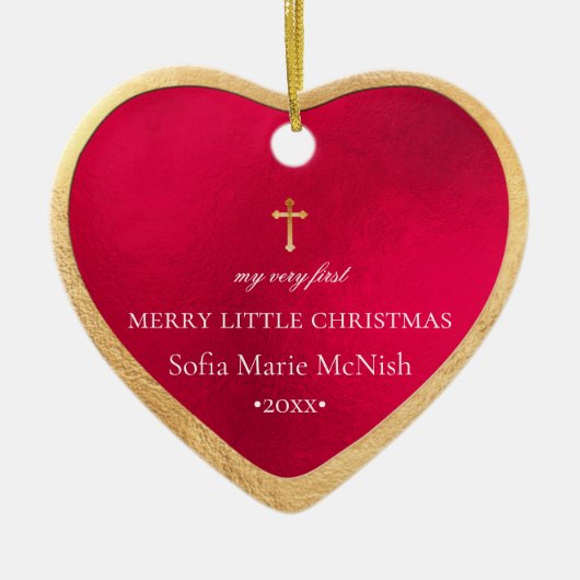 PixDezines Baby's First Christmas, Red Keramik Ornament (Vorne)