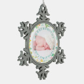 PixDezines Baby's First Christmas/Sophie's Garden Schneeflocken Zinn-Ornament (Links)