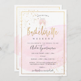 PixDezines Bachelorette Wochenende Pink Wasserfarb Einladung