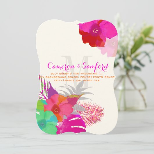 PixDezines bali kai/grün/pink/DIY Einladung (Stehend Vorderseite)